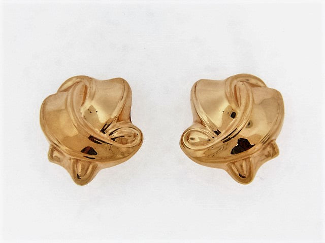 14K-YG RIBBON MOTIF EARCLIPS | 18 Karat Appraisers | Beverly Hills, CA | Fine Jewelry