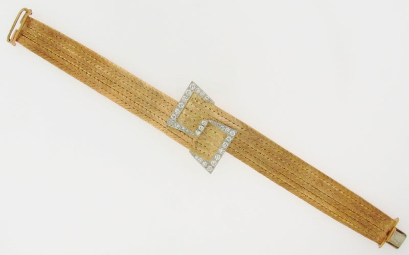 18K YELLOW GOLD DIAMOND STRAP BRACELET | 18 Karat Appraisers | Beverly Hills, CA | Fine Jewelry