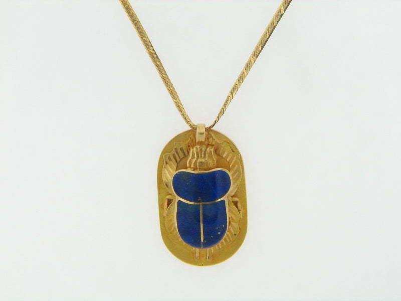 22K YELLOW GOLD LAPIS LAZULI BEETLE PENDANT