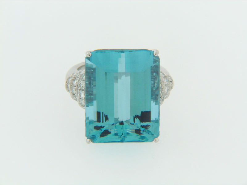 18K WHITE GOLD AQUAMARINE AND DIAMOND RING | 18 Karat Appraisers | Beverly Hills, CA | Fine Jewelry