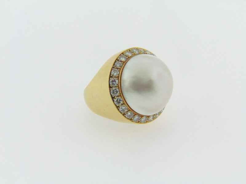 18K YELLOW GOLD MABE PEARL AND DIAMOND RING | 18 Karat Appraisers | Beverly Hills, CA | Fine Jewelry