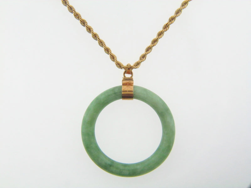 14K+18K YELLOW GOLD GREEN JADE PENDANT