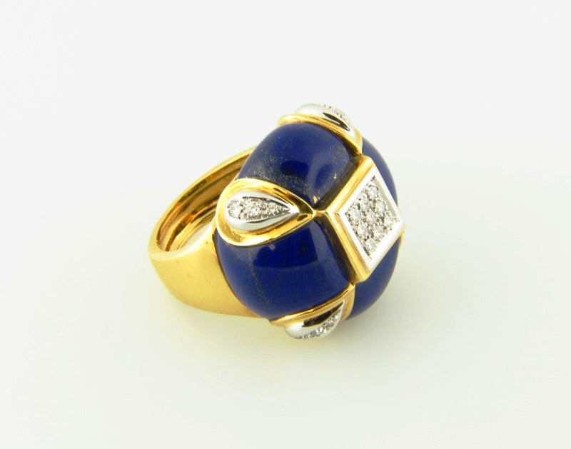 18K Yellow Gold, Lapis Lazuli and Diamond Ring | 18 Karat Appraisers | Beverly Hills, CA | Fine Jewelry