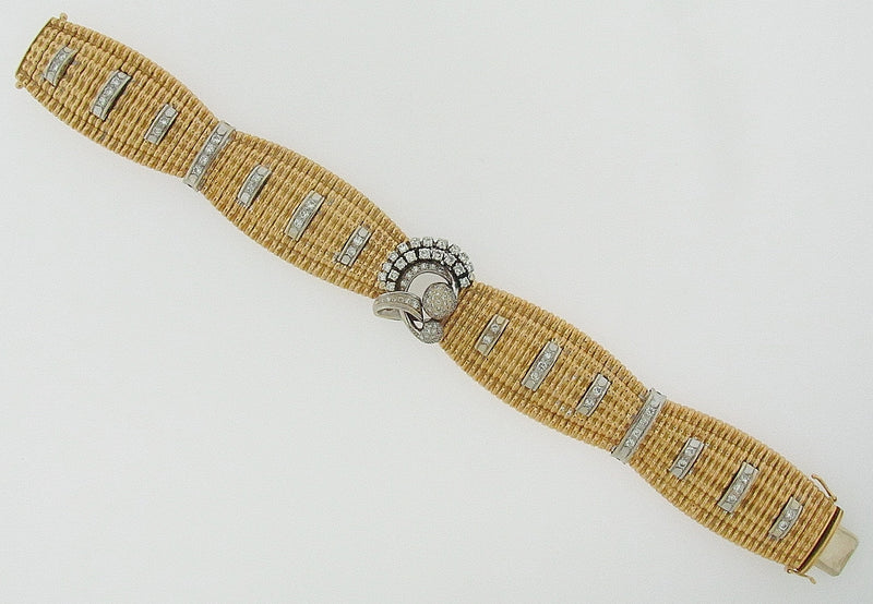 18K YELLOW GOLD AND PLATINUM DIAMOND BRACELET | 18 Karat Appraisers | Beverly Hills, CA | Fine Jewelry