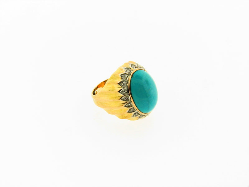 14K Yellow Gold Turquoise and Diamond Ring | 18 Karat Appraisers | Beverly Hills, CA | Fine Jewelry