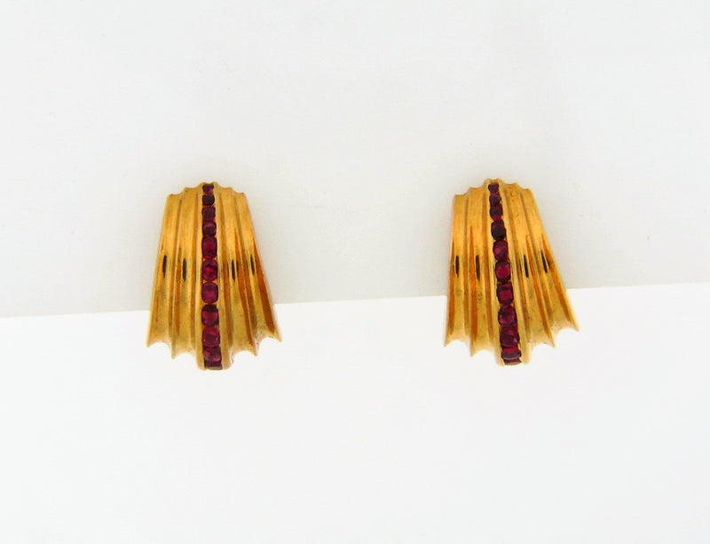 18K Yellow Gold Ruby Earrings | 18 Karat Appraisers | Beverly Hills, CA | Fine Jewelry