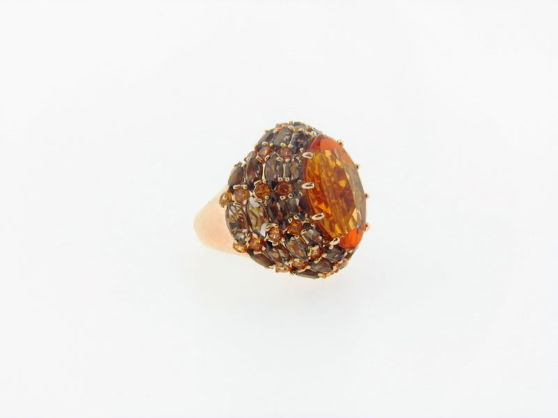 18K Yellow Gold Citrine, Smokey Quartz, Orange Sapphire Ring | 18 Karat Appraisers | Beverly Hills, CA | Fine Jewelry