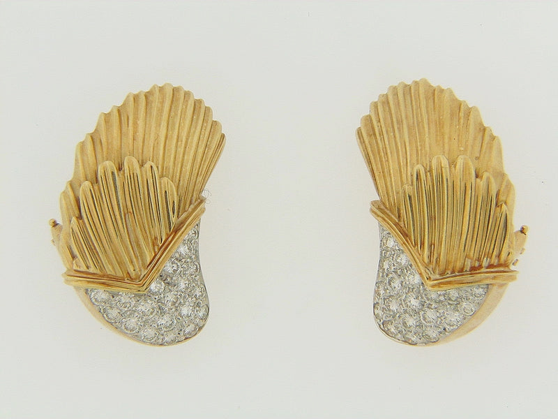 18K YELLOW GOLD DIAMOND EARCLIPS | 18 Karat Appraisers | Beverly Hills, CA | Fine Jewelry