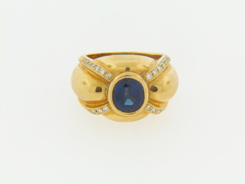 18K YELLOW GOLD SAPPHIRE AND DIAMOND RING | 18 Karat Appraisers | Beverly Hills, CA | Fine Jewelry