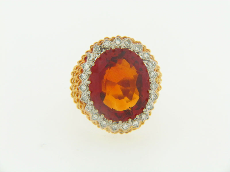 18K-YG CITRINE AND DIAMOND RING