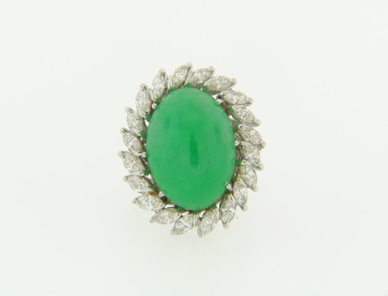 PLATINUM+18K YELLOW GOLD JADEITE JADE AND DIAMOND RING | 18 Karat Appraisers | Beverly Hills, CA | Fine Jewelry