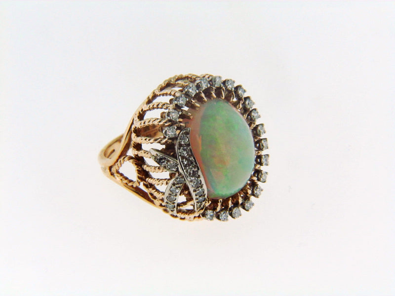 14K Yellow Gold Opal and Diamond Ring | 18 Karat Appraisers | Beverly Hills, CA | Fine Jewelry