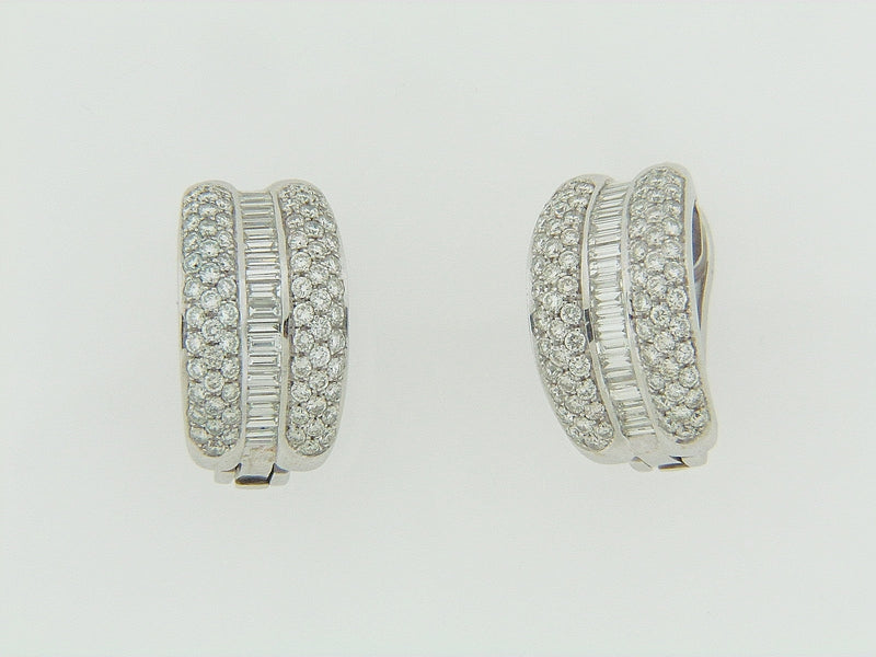 18K WHITE GOLD DIAMOND HOOP EARRINGS | 18 Karat Appraisers | Beverly Hills, CA | Fine Jewelry