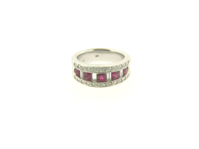 14K White Gold Pink Sapphire and Diamond Band | 18 Karat Appraisers | Beverly Hills, CA | Fine Jewelry