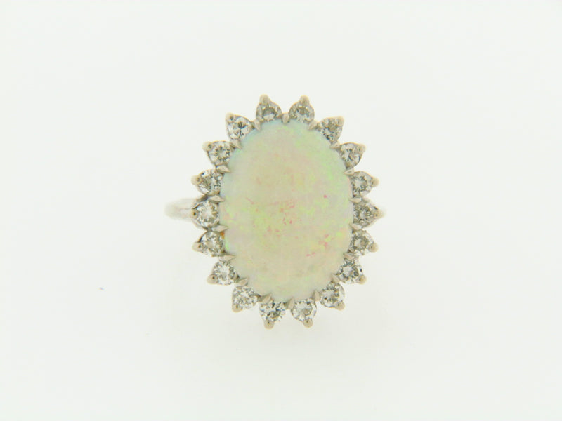 14K WHITE GOLD OPAL AND DIAMOND RING | 18 Karat Appraisers | Beverly Hills, CA | Fine Jewelry