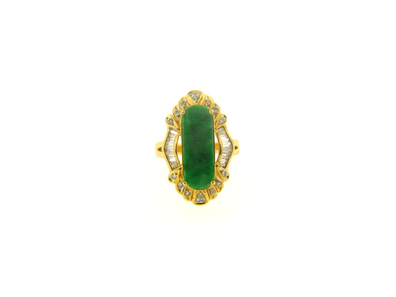 18K Yellow Gold Jade and Diamond Ring | 18 Karat Appraisers | Beverly Hills, CA | Fine Jewelry