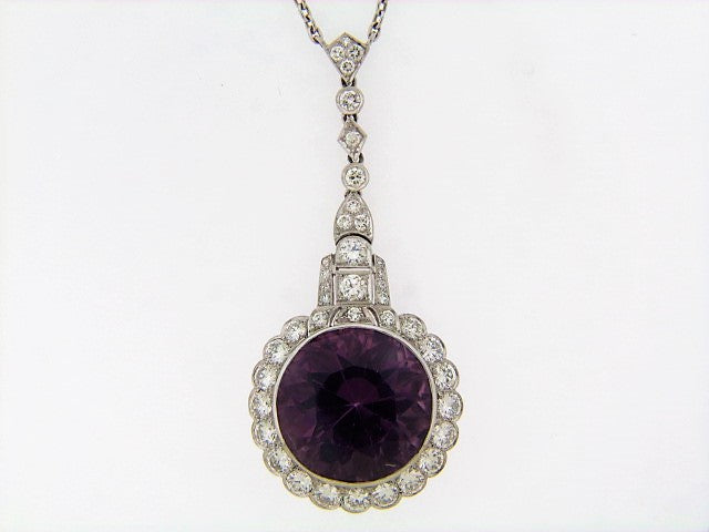 PLATINUM AMETHYST AND DIAMOND PENDANT | 18 Karat Appraisers | Beverly Hills, CA | Fine Jewelry