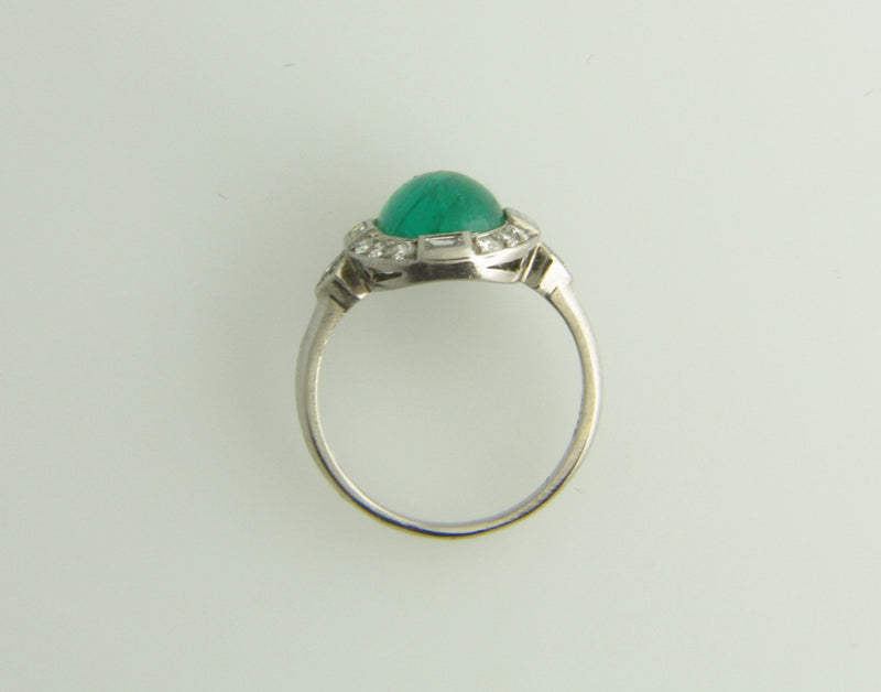 Art Deco, Platinum Emerald and Diamond Ring