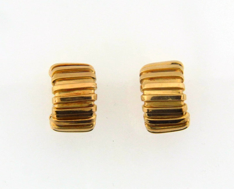 18K Yellow Gold Ribbed Hoop Earrings | 18 Karat Appraisers | Beverly Hills, CA | Fine Jewelry