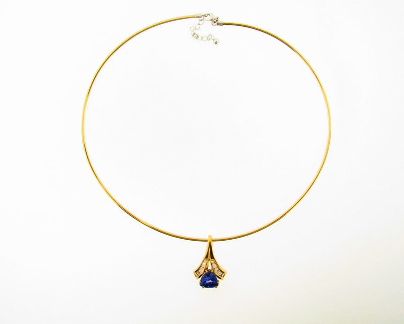 14K Yellow and White Gold, Tanzanite and Diamond Pendant | 18 Karat Appraisers | Beverly Hills, CA | Fine Jewelry