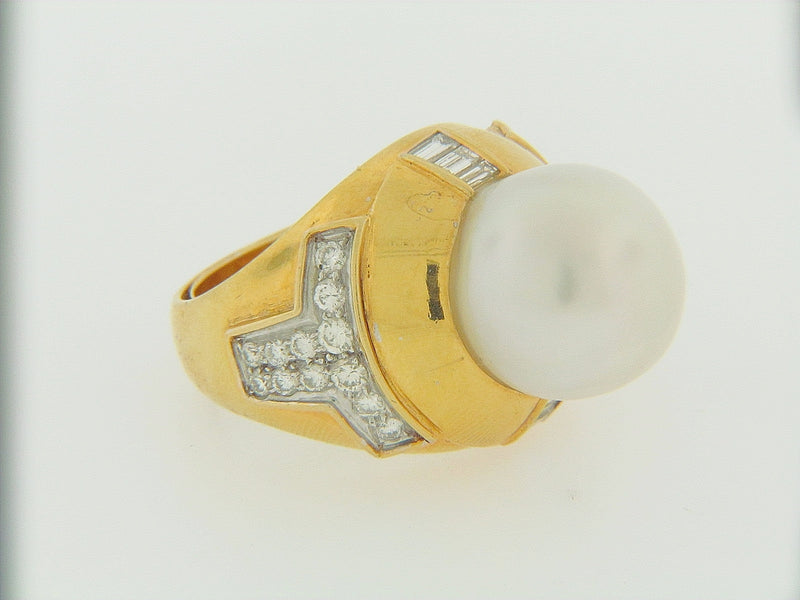 18K YELLOW GOLD PEARL AND DIAMOND RING | 18 Karat Appraisers | Beverly Hills, CA | Fine Jewelry