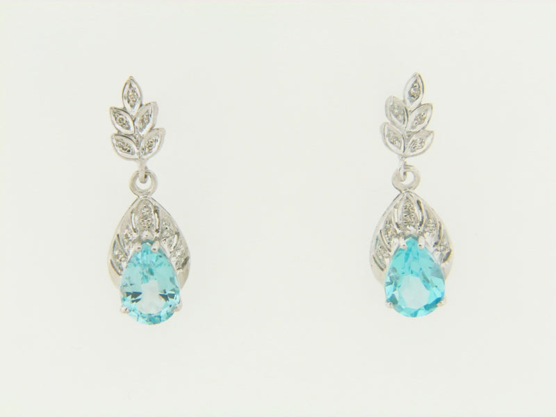 18K WHITE GOLD AQUA AND DIAMOND EARRINGS | 18 Karat Appraisers | Beverly Hills, CA | Fine Jewelry