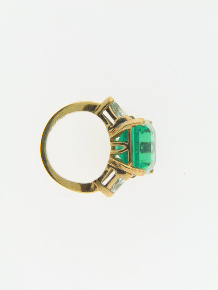 18K Yellow Gold Emerald and Diamond Ring | 18 Karat Appraisers | Beverly Hills, CA | Fine Jewelry