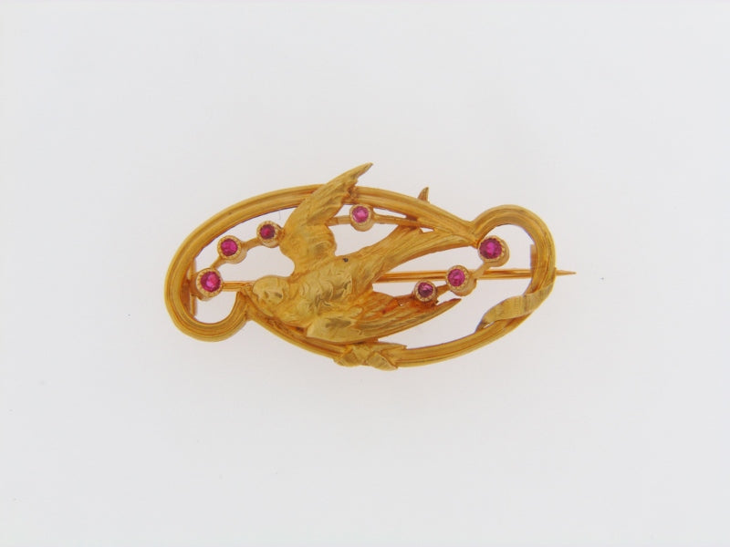 18K-YG BIRD BROOCH