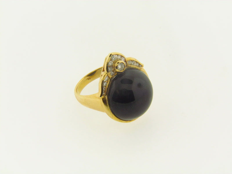 18K Yellow Gold Black Onyx and Diamond Ring | 18 Karat Appraisers | Beverly Hills, CA | Fine Jewelry