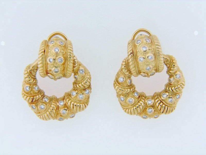 18K-YG DIAMOND DOOR KNOCKER EARRINGS