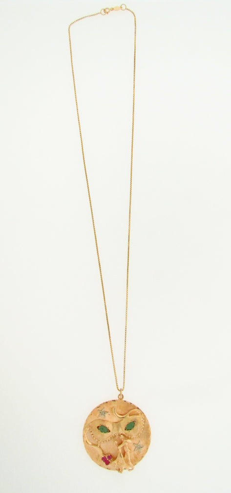 14K YELLOW GOLD CIRCULAR PENDANT / NECKLACE | 18 Karat Appraisers | Beverly Hills, CA | Fine Jewelry