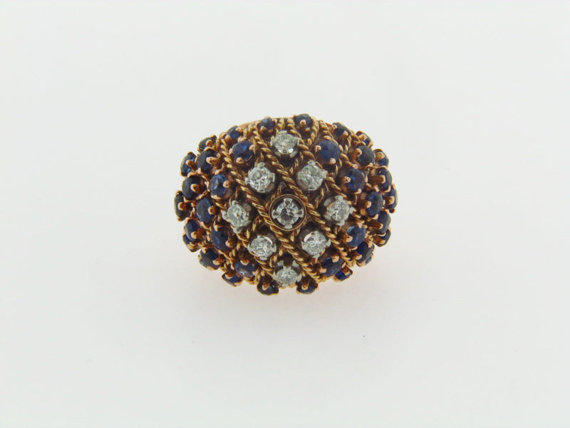 18K-RG+YG DIAMOND AND SAPPHIRE RING