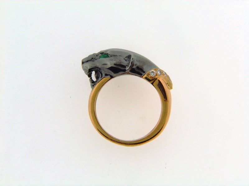 18K-YG AND BLACK OXIDIZED GOLD PANTHER RING