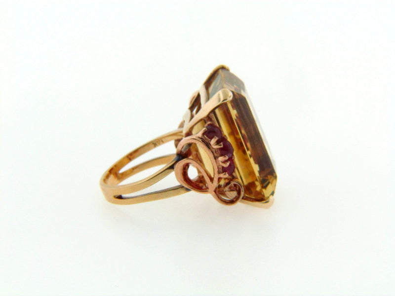 14K Rose Gold and Yellow Gold Citrine and Ruby Ring | 18 Karat Appraisers | Beverly Hills, CA | Fine Jewelry