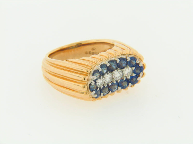 18K YELLOW GOLD SAPPHIRE AND DIAMOND RING | 18 Karat Appraisers | Beverly Hills, CA | Fine Jewelry