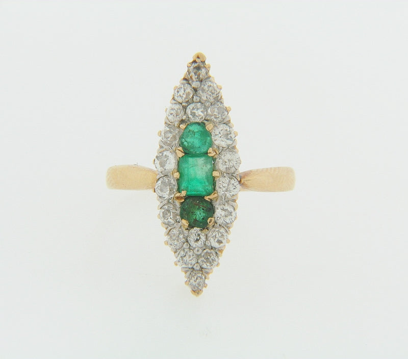 18K YELLOW GOLD EMERALD AND DIAMOND RING | 18 Karat Appraisers | Beverly Hills, CA | Fine Jewelry