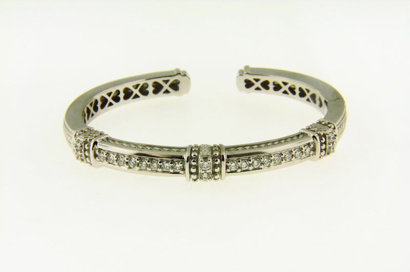 18K White Gold, Diamond Bangle Cuff by "Judith Ripka" | 18 Karat Appraisers | Beverly Hills, CA | Fine Jewelry