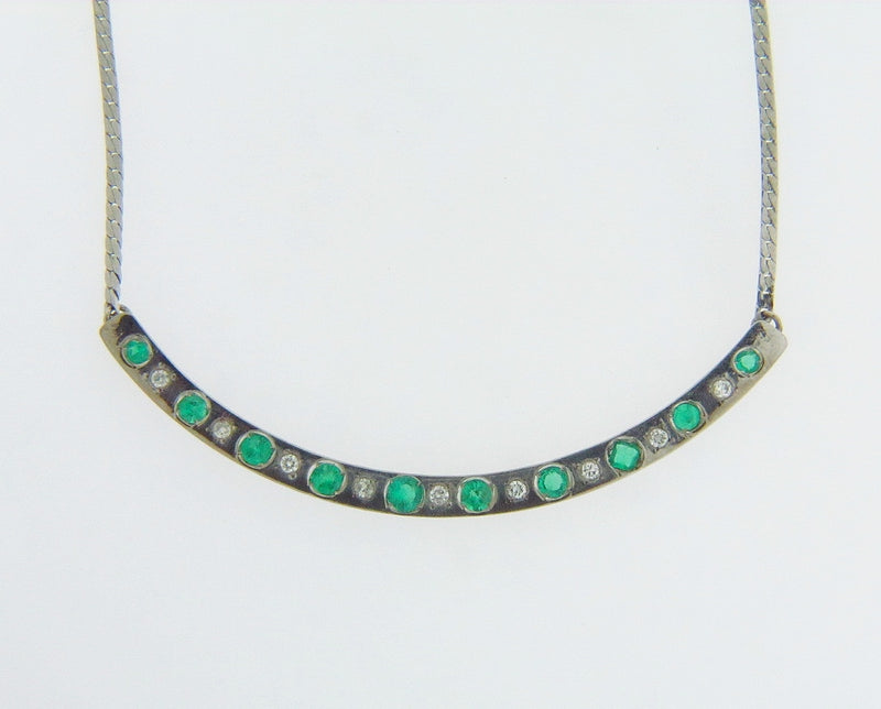 14K WHITE GOLD EMERALD AND DIAMOND NECKLACE | 18 Karat Appraisers | Beverly Hills, CA | Fine Jewelry