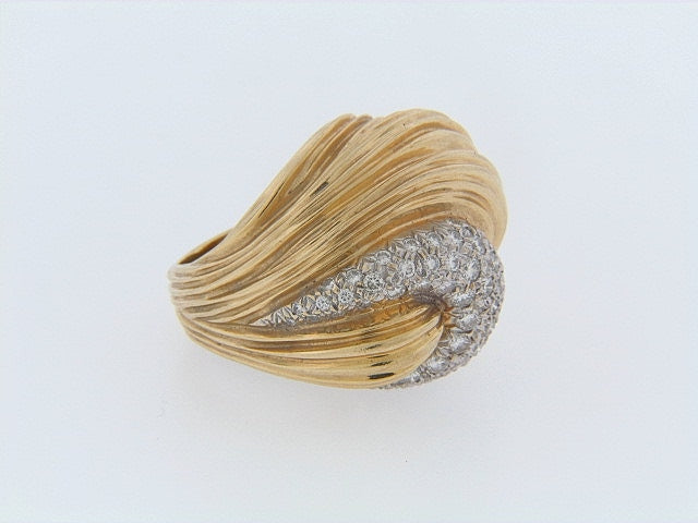 14K-YG DIAMOND KNOT RING