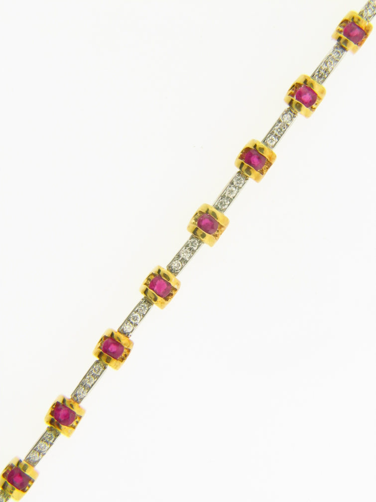 18K Yellow and White Gold, Ruby and Diamond Bracelet | 18 Karat Appraisers | Beverly Hills, CA | Fine Jewelry