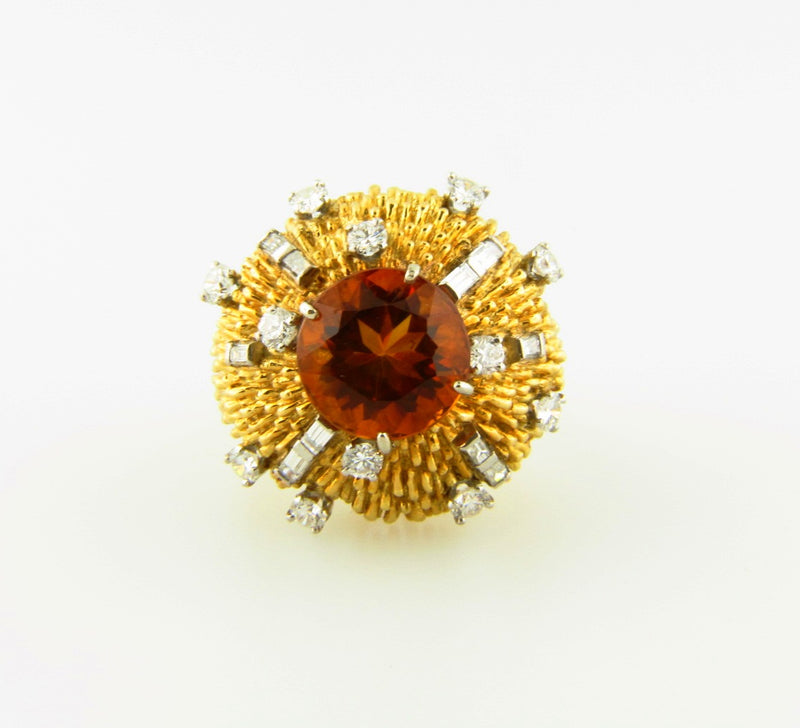 18K Yellow Gold and Platinum, Citrine and Diamond Ring | 18 Karat Appraisers | Beverly Hills, CA | Fine Jewelry