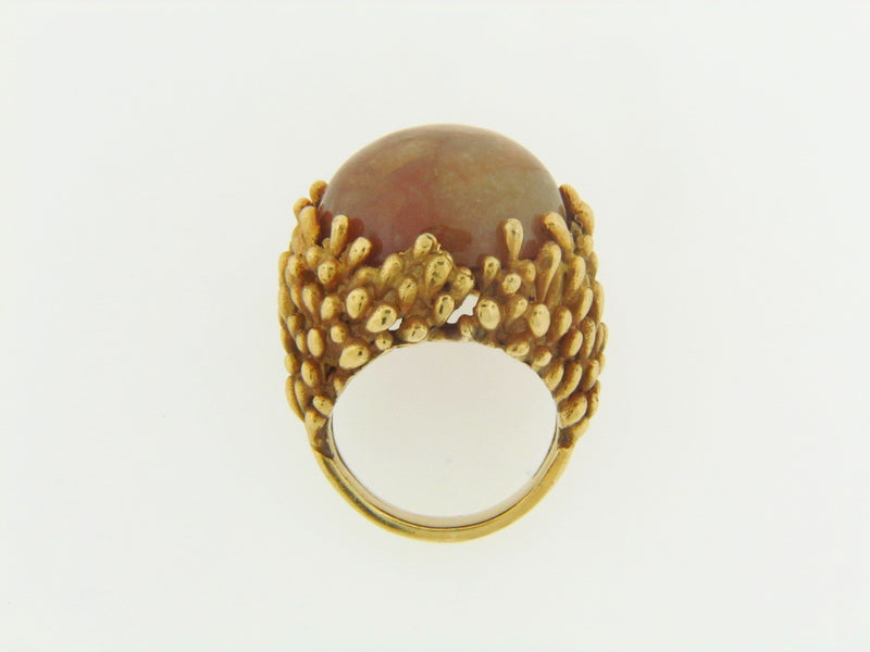 18K-YG BROWN CHALCEDONY RING