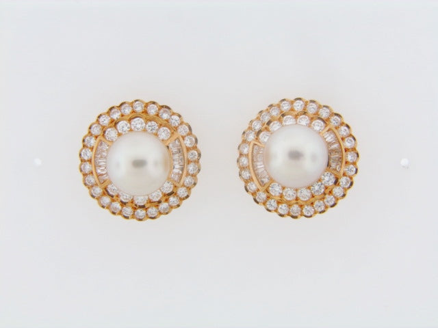 18K-YG SOUTH SEA PEARL AND DIAMOND EARRINGS | 18 Karat Appraisers | Beverly Hills, CA | Fine Jewelry