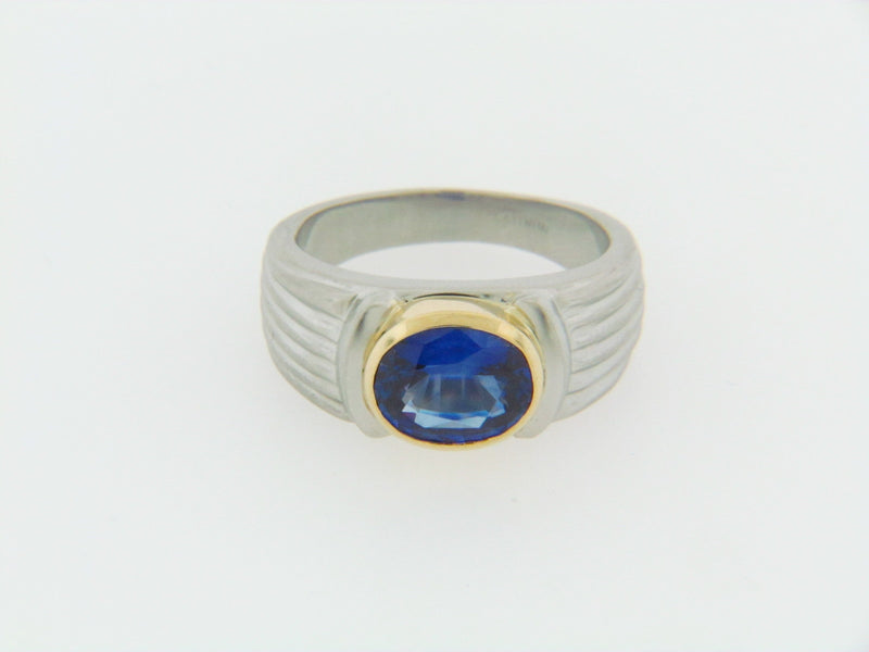 PLATINUM AND 18K-YG SAPPHIRE RING | 18 Karat Appraisers | Beverly Hills, CA | Fine Jewelry