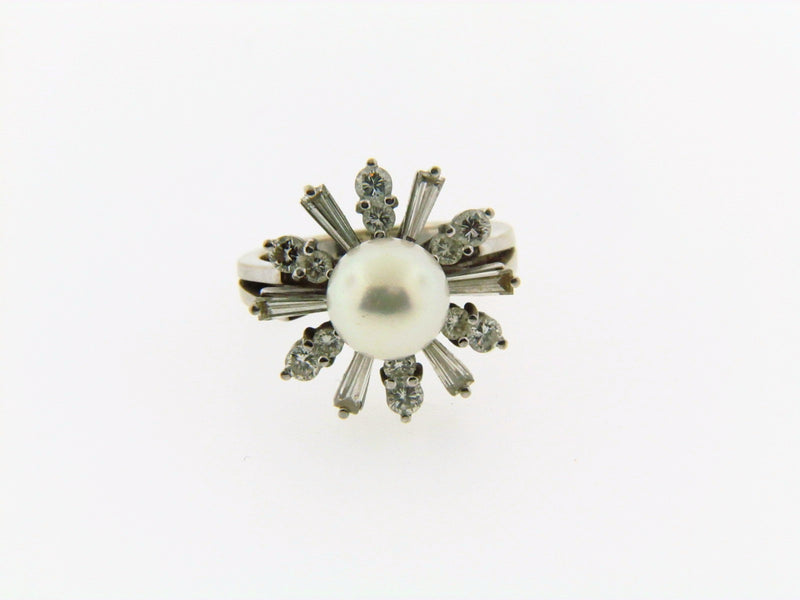 14K White Gold White cultured Pearl and Diamond Ring | 18 Karat Appraisers | Beverly Hills, CA | Fine Jewelry