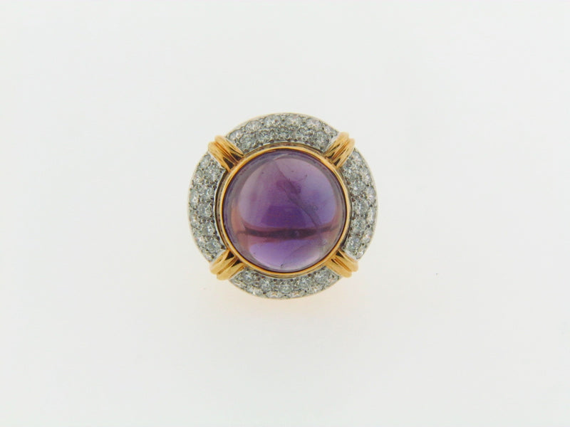 18K-YG Amethyst and Diamond Dome Ring | 18 Karat Appraisers | Beverly Hills, CA | Fine Jewelry