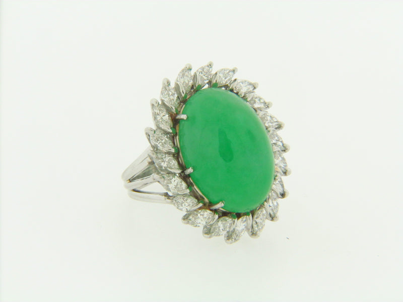 PLATINUM+18K YELLOW GOLD JADEITE JADE AND DIAMOND RING | 18 Karat Appraisers | Beverly Hills, CA | Fine Jewelry