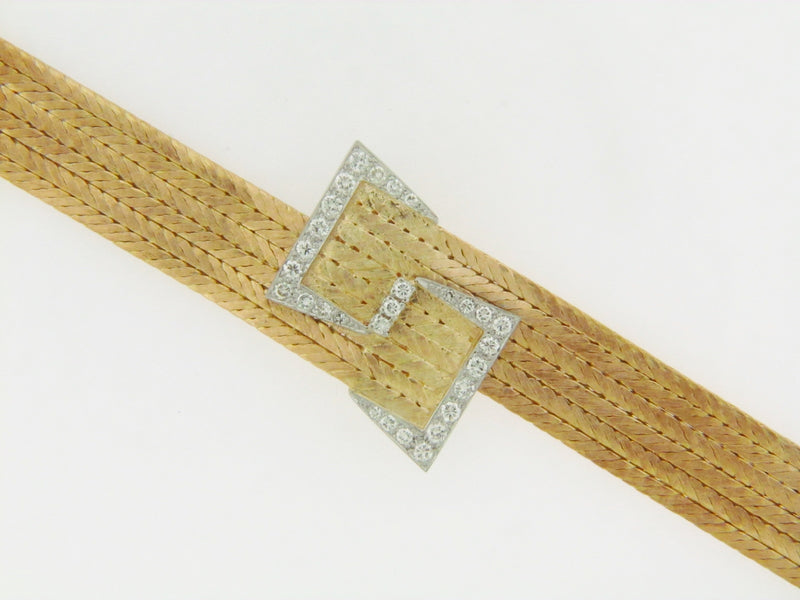 18K YELLOW GOLD DIAMOND STRAP BRACELET | 18 Karat Appraisers | Beverly Hills, CA | Fine Jewelry