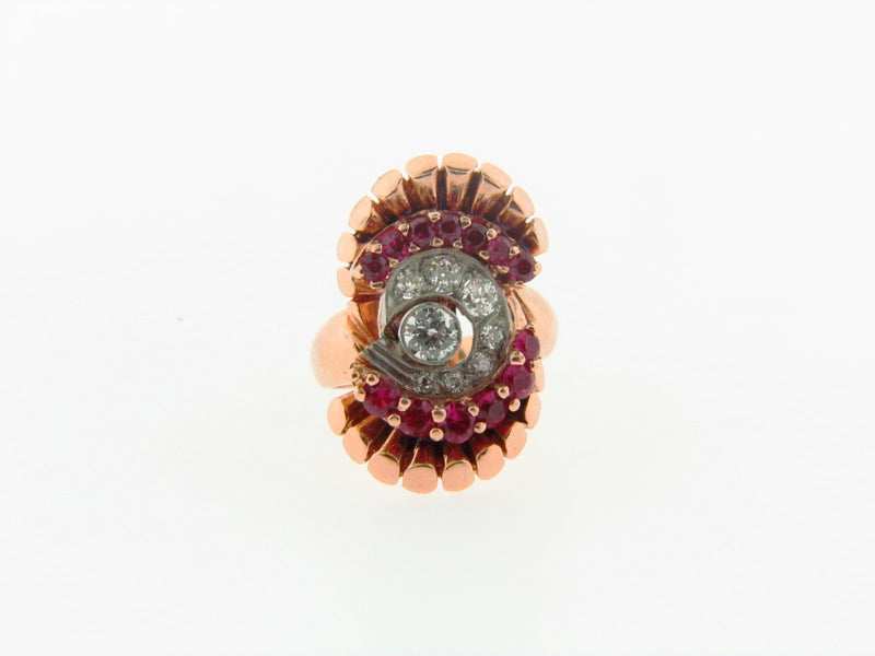 Retro, 14K Rose Gold Diamond and Ruby Ring | 18 Karat Appraisers | Beverly Hills, CA | Fine Jewelry