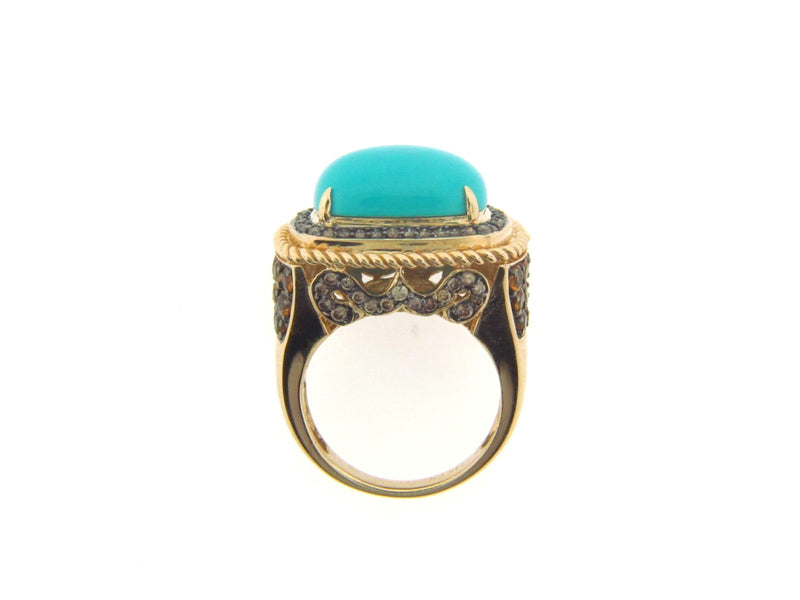 14K Yellow Gold Turquoise, Diamond, Citrine Ring | 18 Karat Appraisers | Beverly Hills, CA | Fine Jewelry